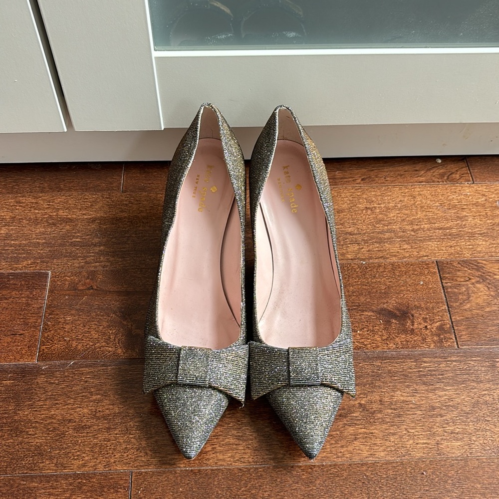 Gently used Kate Spade silver heels - Picture 2 of 4